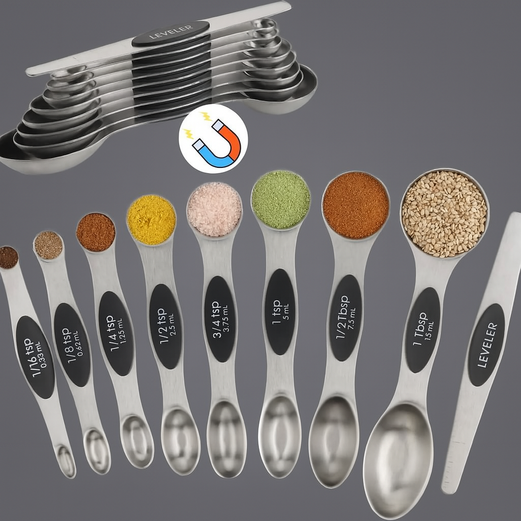 Magnetic measuring spoon set