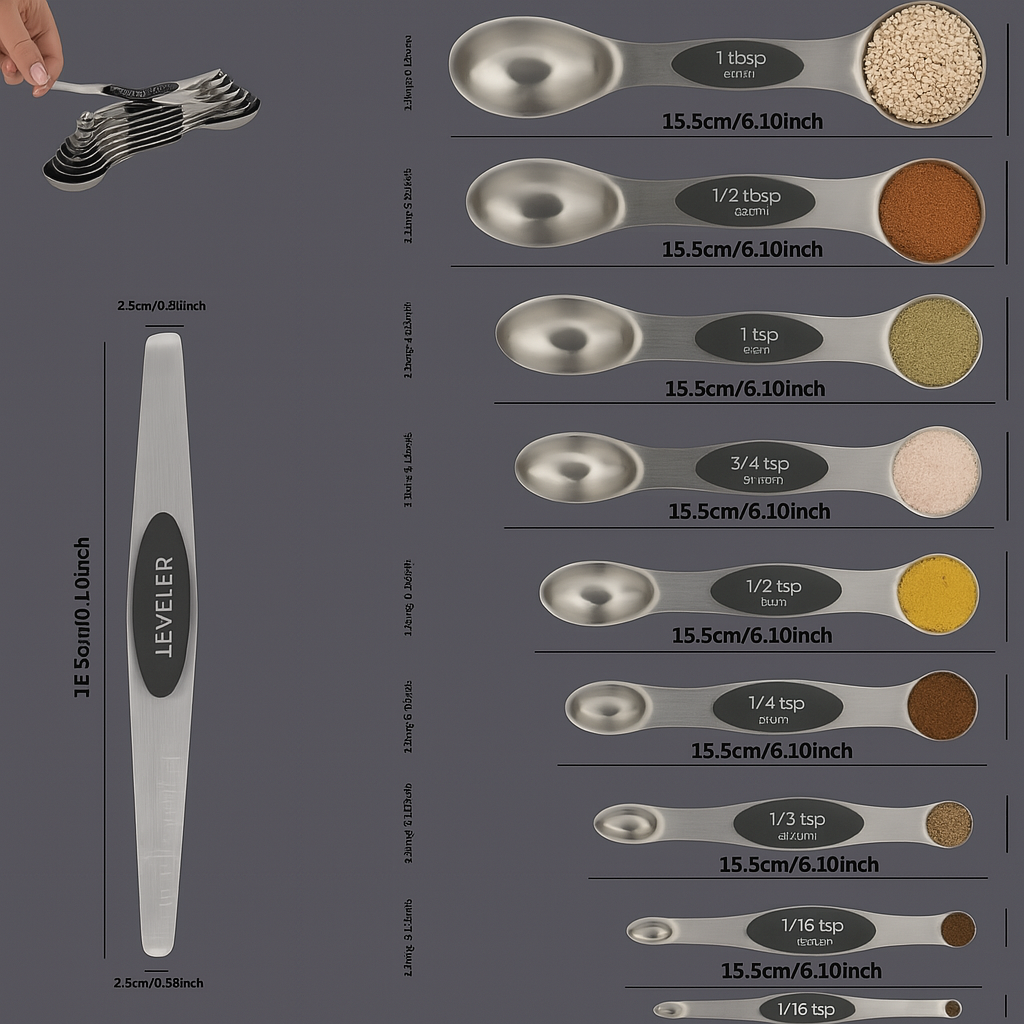 Magnetic measuring spoon set