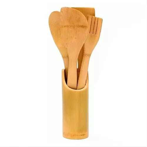 Bamboo kitchen utensil set